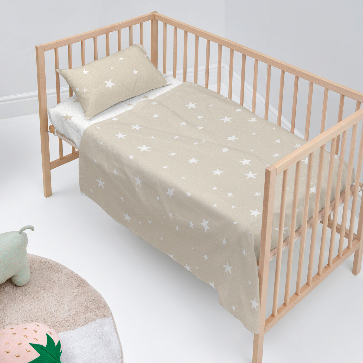 Set di Lenzuola per Culla HappyFriday Basic Kids Little star Beige